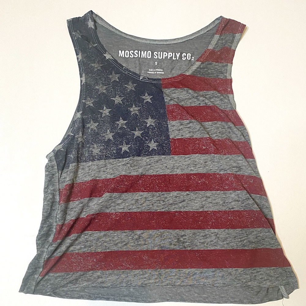 MOSSIMO SUPPLY CO American flag tank top gray size small women’s